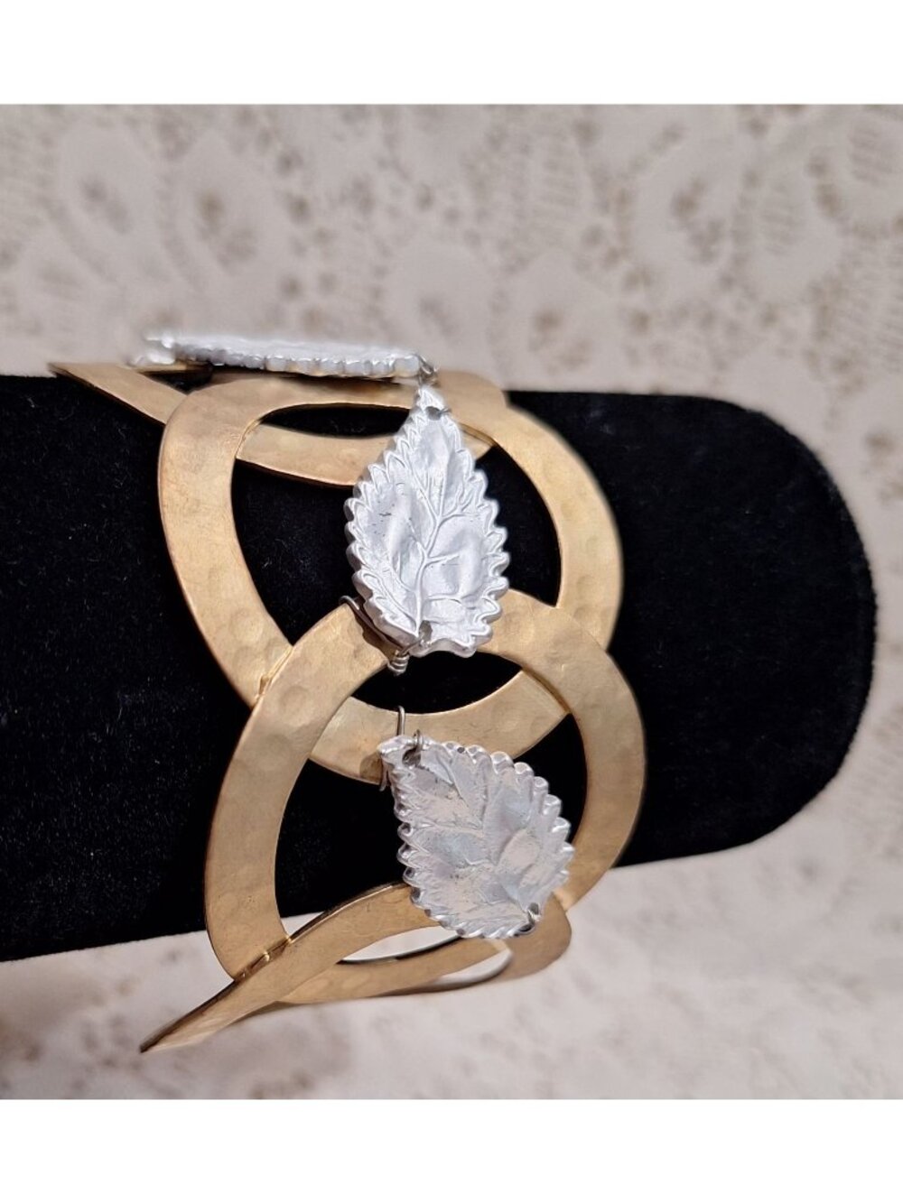 NEW Brass & Silver-Tone Leaf Cuff Bracelet
